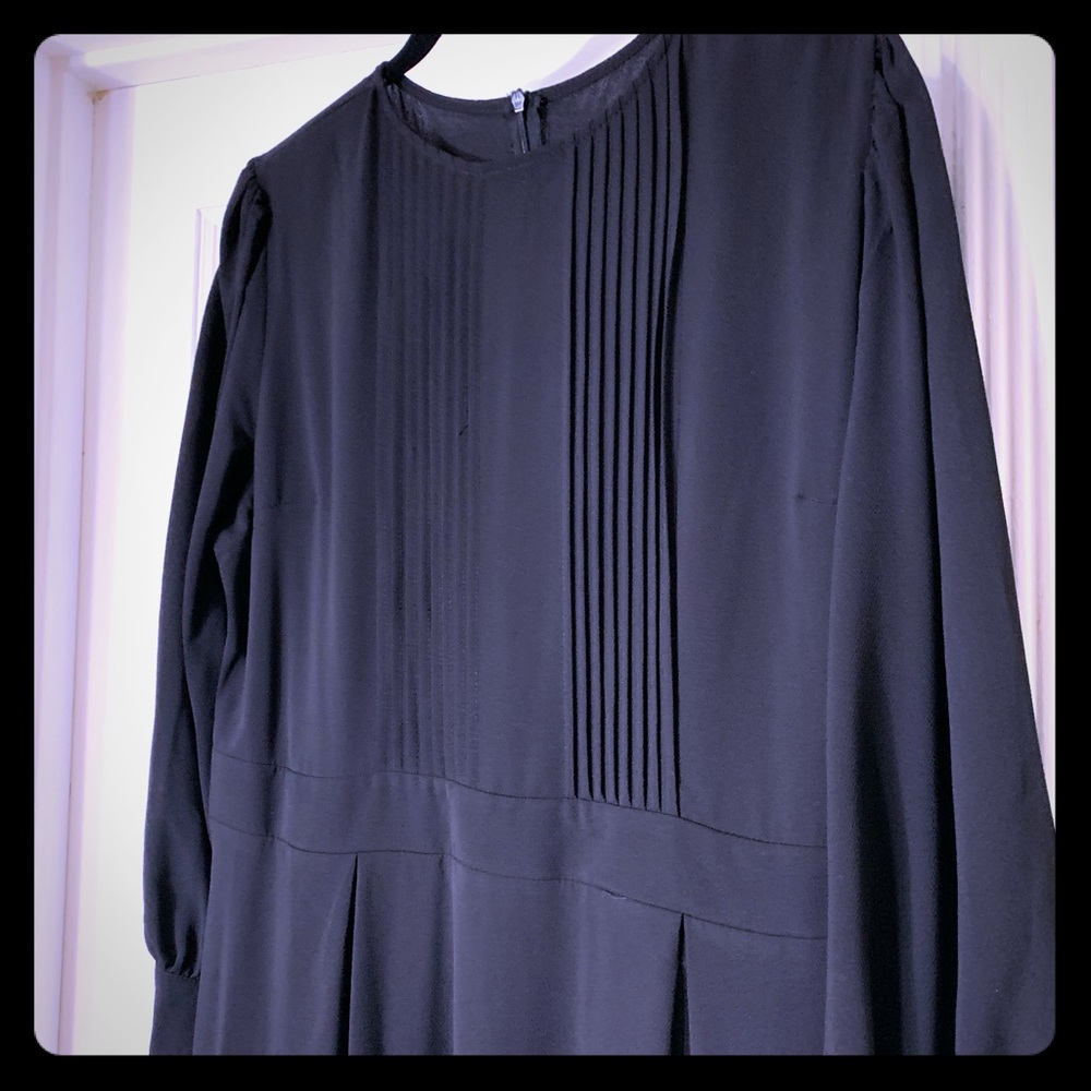 Elegant frill sleeved pleated fit & flare dress